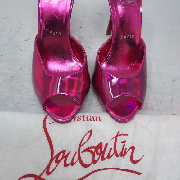 Christian Louboutin Patent Psychic Me Dolly Fuxia Pink Heel Sandal - Picture 4 of 9